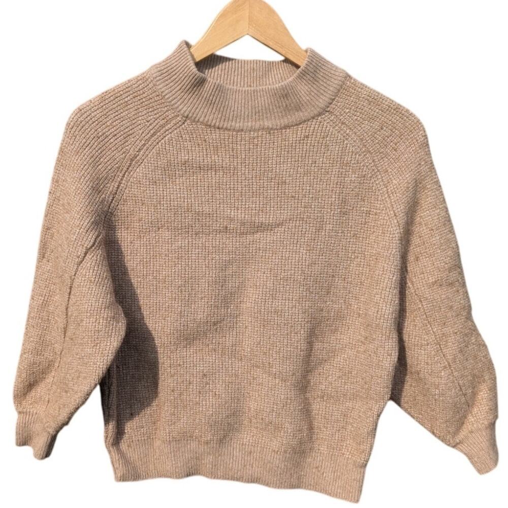 Boho Wester Balloon Sleeve Knit Lucky Brand Sweater Women XS Oatmeal Neutral